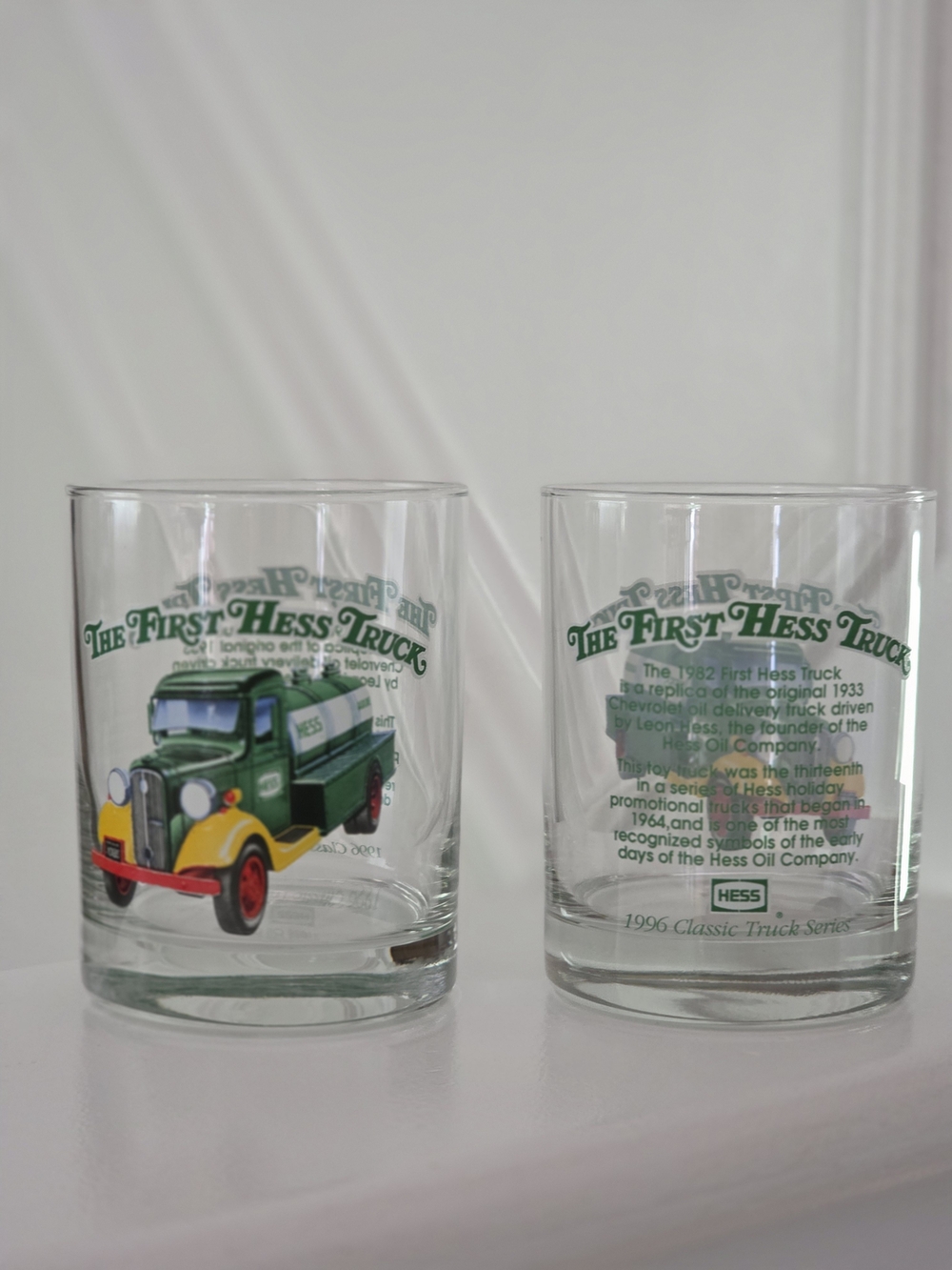 Vintage 1996 Hess Classic Truck Series Collector Glasses - Set of 2